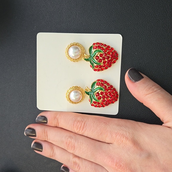 Strawberry 🍓 Statement Post Earrings, NWT - Picture 10 of 15